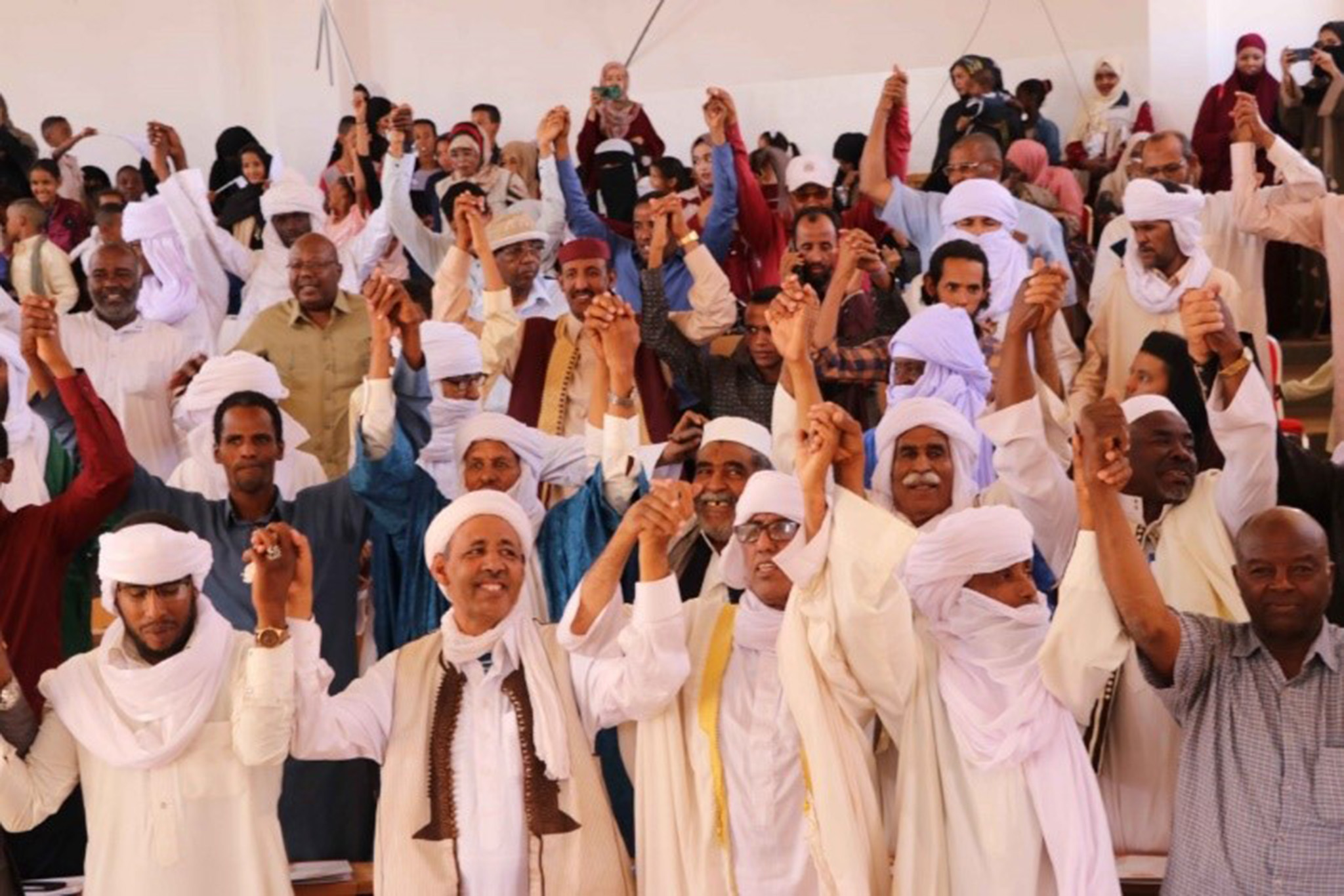 Members of different tribes in Ubari publicly commit to peace on International Peace Day, Ubari, Libya, Sept. 21, 2019.