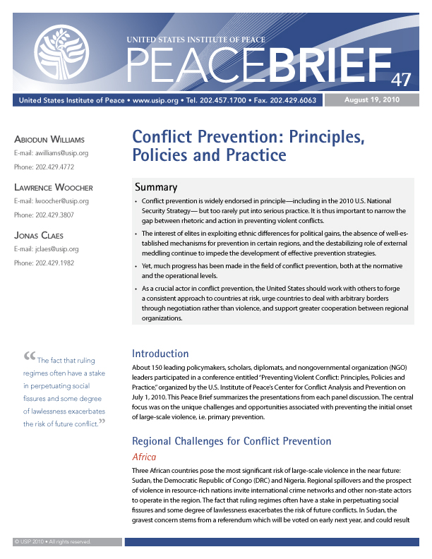 Conflict And Conflict Prevention Strategies