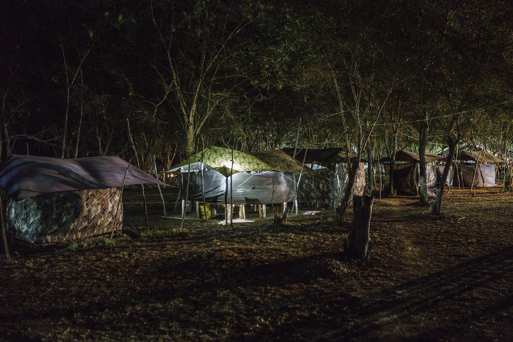 Tents in one of the zones set up to transition the former FARC rebels back to civilian life near La Paz, Colombia