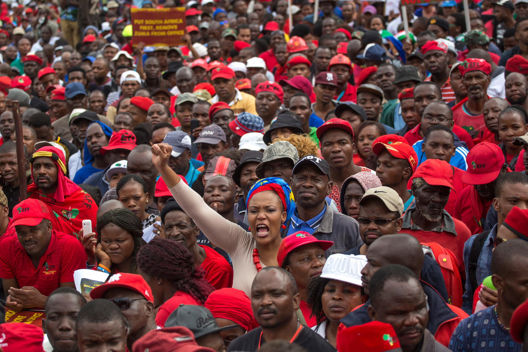 In one of South Africa’s largest protests in years, tens of thousands rallied against Zuma, spurred by the firing of a popular finance minister who was held as a bulwark against corruption and cronyism, April 12, 2017. Photo Courtesy of NYT/Joao Silva