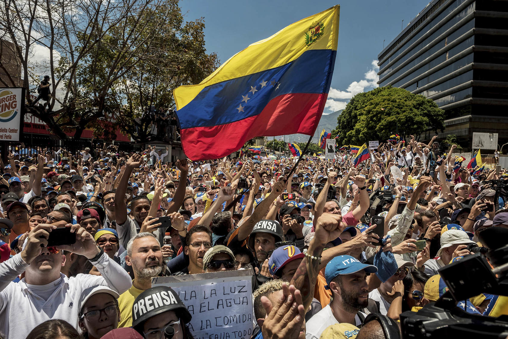 Venezuelans, most of them young, rally in April to demand a democratic transition for their country. Venezuela has a history of political protest movements led by youth. (Meridith Kohut/The New York Times)