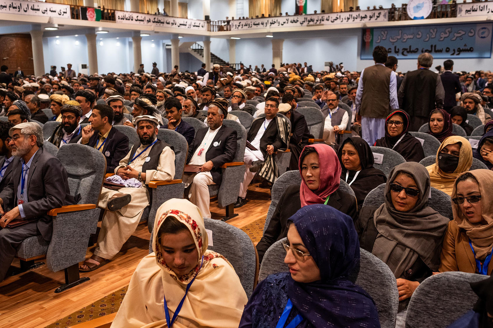 The opening session of the loya jirga, a yearly tribal assembly where some 30 percent of participants are now women, in Kabul, Afghanistan, April 29, 2019. (Jim Huylebroek/The New York Times)