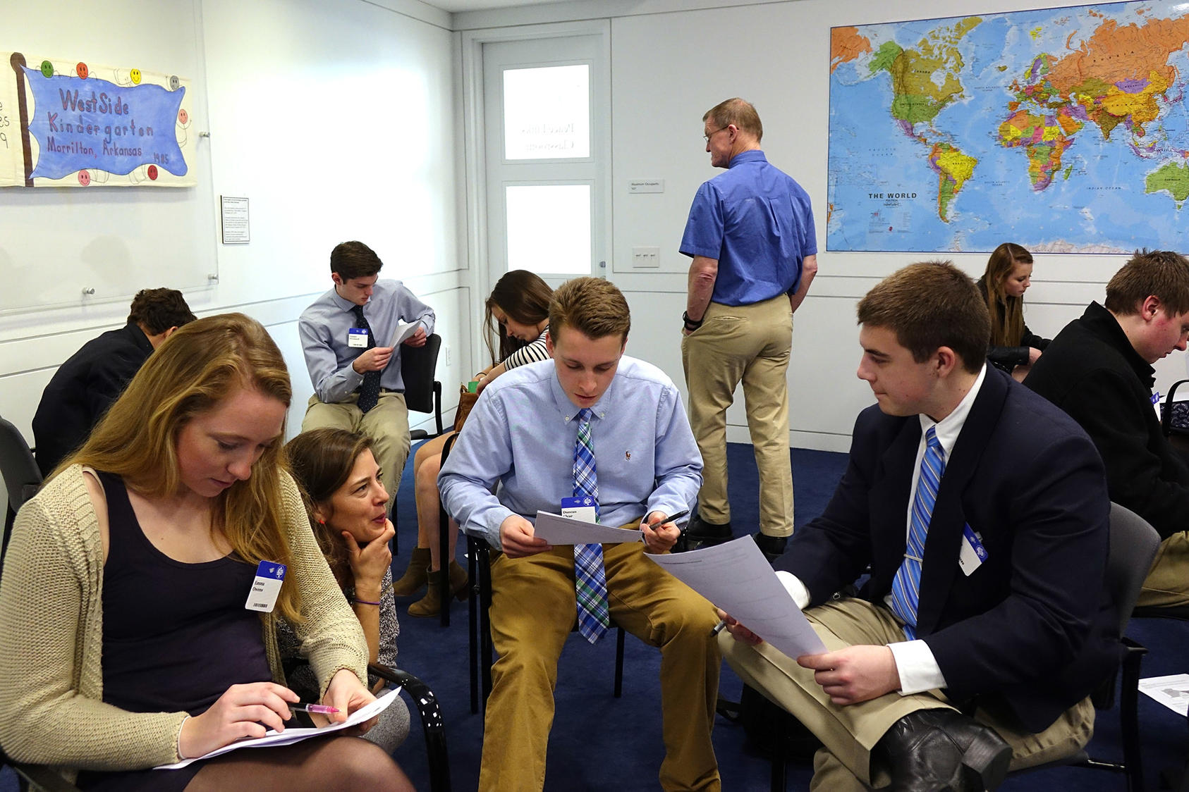 Students from Champlain Valley Union High School participate in an educational workshop at the U.S. Institute of Peace.