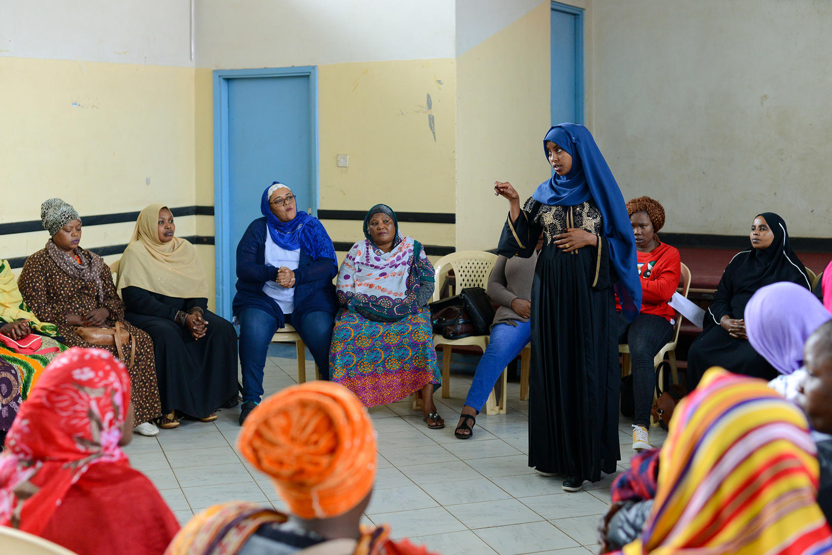 A June 2019 dialogue on preventing extremism in the Eastleigh community of Nairobi, Kenya, organized by the Sisters Without Borders network, USIP's partner for the Women Preventing Violent Extremism–Horn of Africa project. (Steven Ruder/USIP)