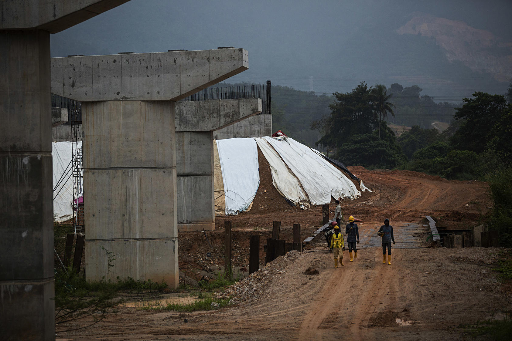 Construction on the East Coast Rail Link project, part of China's Belt and Road Initiative, in Bentong, Malaysia, Nov. 17, 2018. (New York Times)