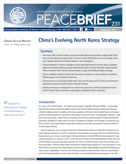 chinas evolving north korea strategy Cover