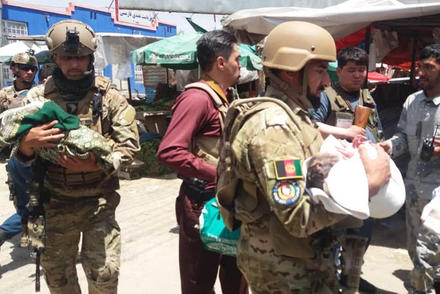 Afghan security forces respond to a terrorist attack at a Kabul maternity ward, May 2020. (Afghan Ministry of Defense)