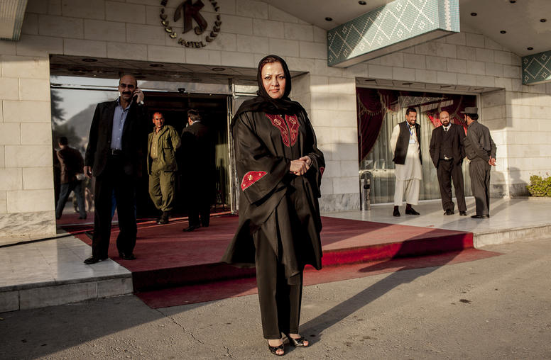 Maria Bashir, the chief prosecutor of the Afghan province of Herat, outside a hotel during a conference for Afghan prosecutors in Kabul. (Bryan Denton/The New York Times)