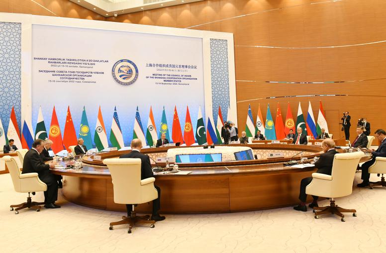 Heads of state from Shanghai Cooperation Organization member states meet in Samarkand, Uzbekistan. September 16, 2022. (India Ministry of External Affairs/Flickr)