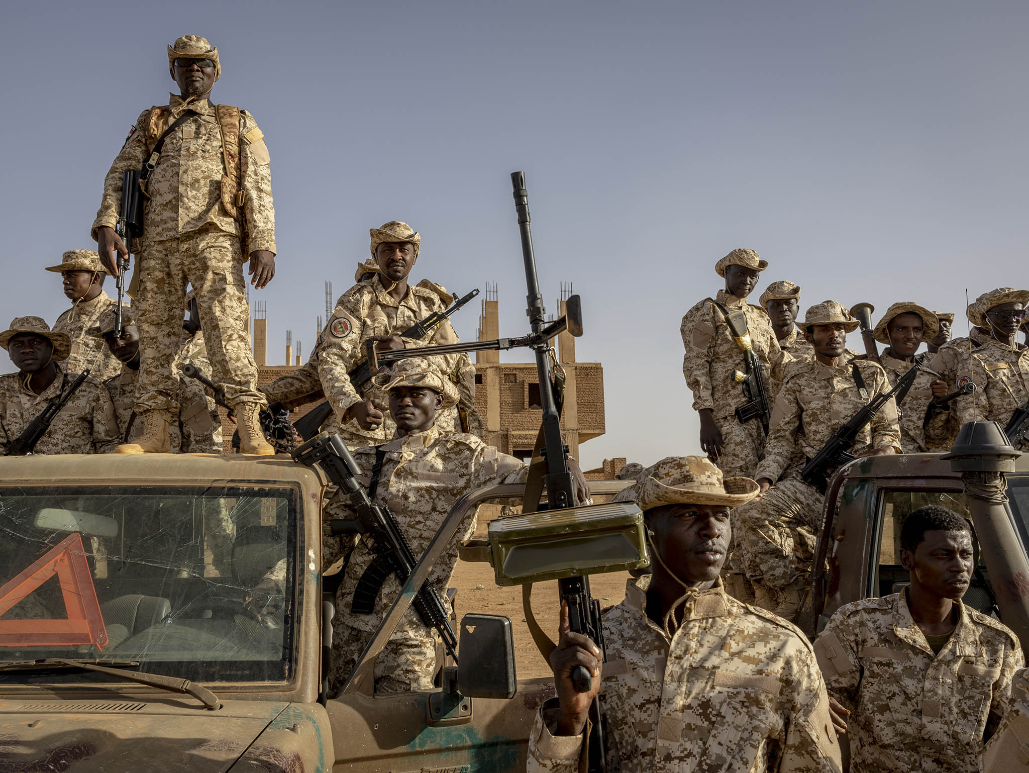 Members of a Sudanese special forces unit a military demonstration in Omdurman, outside Khartoum, on April 24, 2024. (Ivor Prickett/The New York Times)