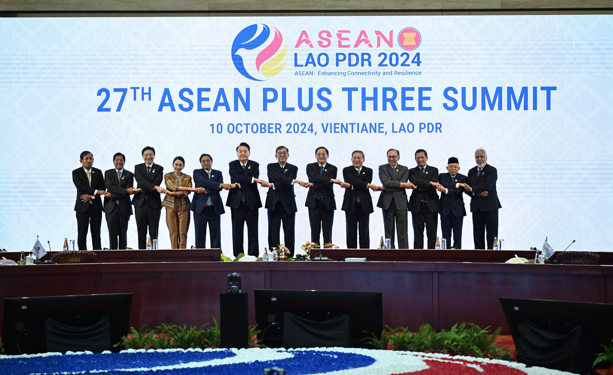 ASEAN leaders meet with Chinese, South Korean and Japanese leaders for the “ASEAN Plus Three Summit,” Vientiane, Laos, Oct. 10, 2024. (ASEAN)