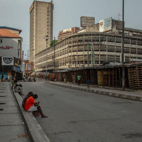 A nearly empty street market in Lagos, Nigeria, April 12, 2020. (Yagazie Emezi/The New York Times)