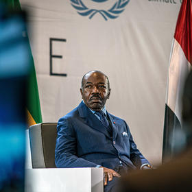 Gabon’s president, Ali Bongo Ondimba, at the opening ceremony of African Climate Week in Libreville, Gabon. July 29, 2022 (Arlette Bashizi/The New York Times)