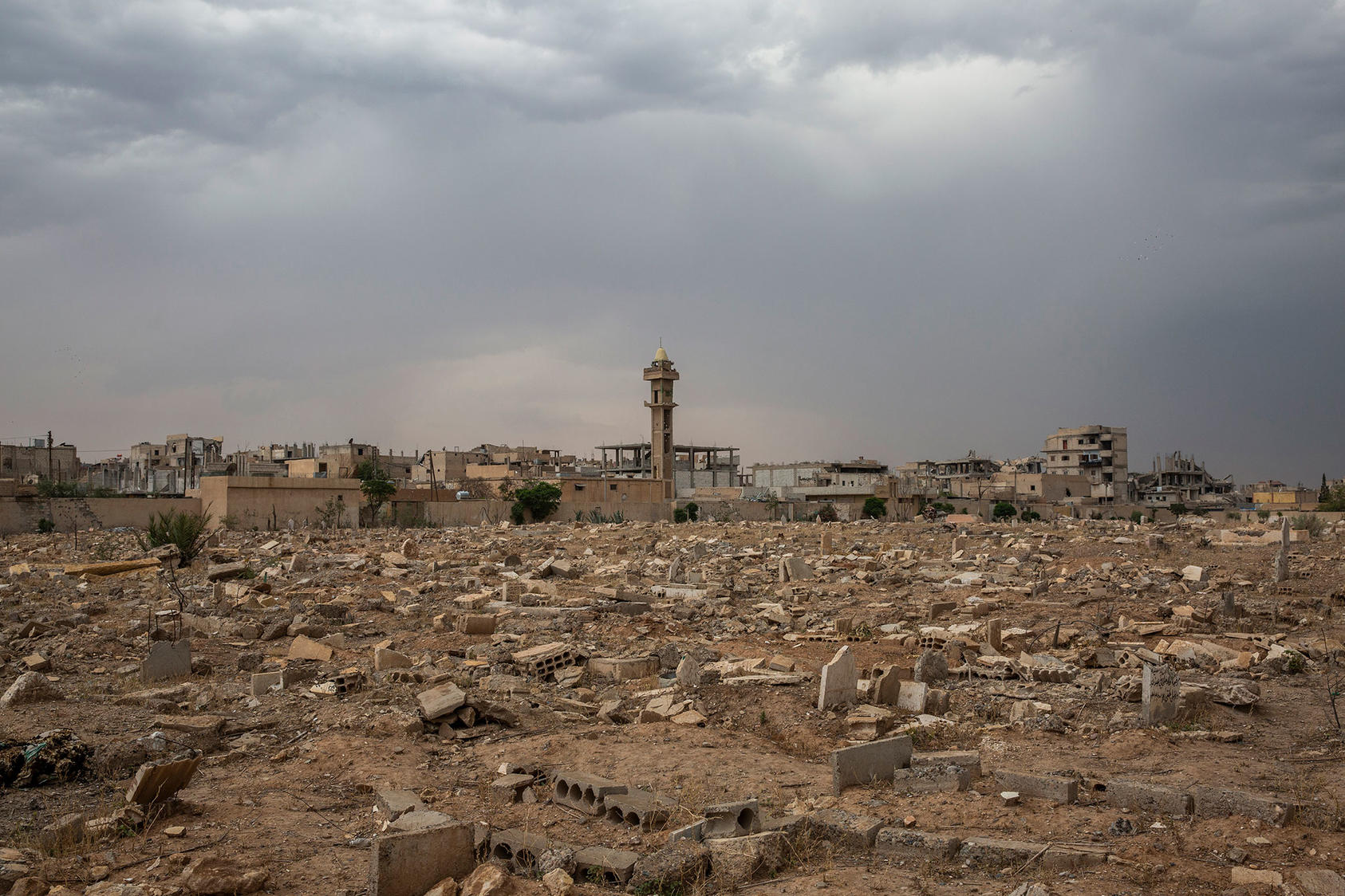 Raqqa’s main cemetery, after Islamic State members desecrated the graveyard, in Syria, June 13, 2018. (Ivor Prickett/The New York Times)