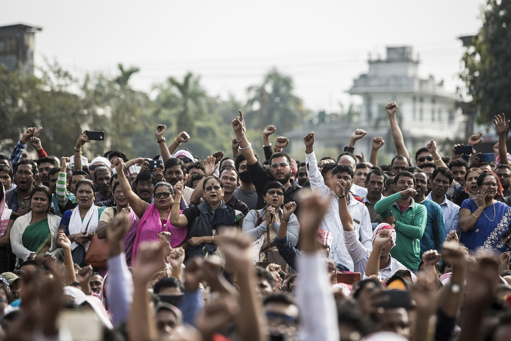 People at a rally to protest a citizenship law in the state of Assam, in Guwahati, India, Dec. 15, 2019. (Ahmer Khan/The New York Times)