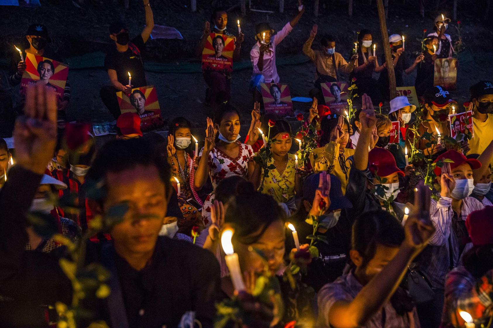 Women are prominent in a protest in Yangon, as they have been throughout Myanmar’s civic opposition to the February army coup. Women’s exclusion from peace processes in Myanmar and elsewhere has damaged their sustainability. (The New York Times)