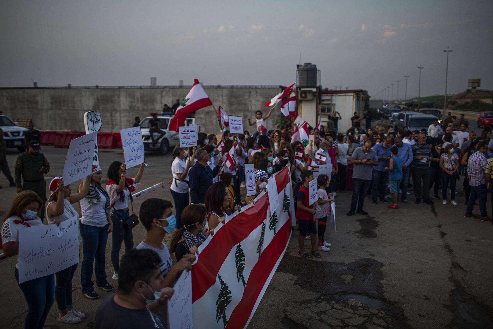 Protesters at the Costa Brava waste dump demanding it to be shut down, in Beirut, on Nov. 9, 2019. (Diego Ibarra Sanchez/The New York Times)