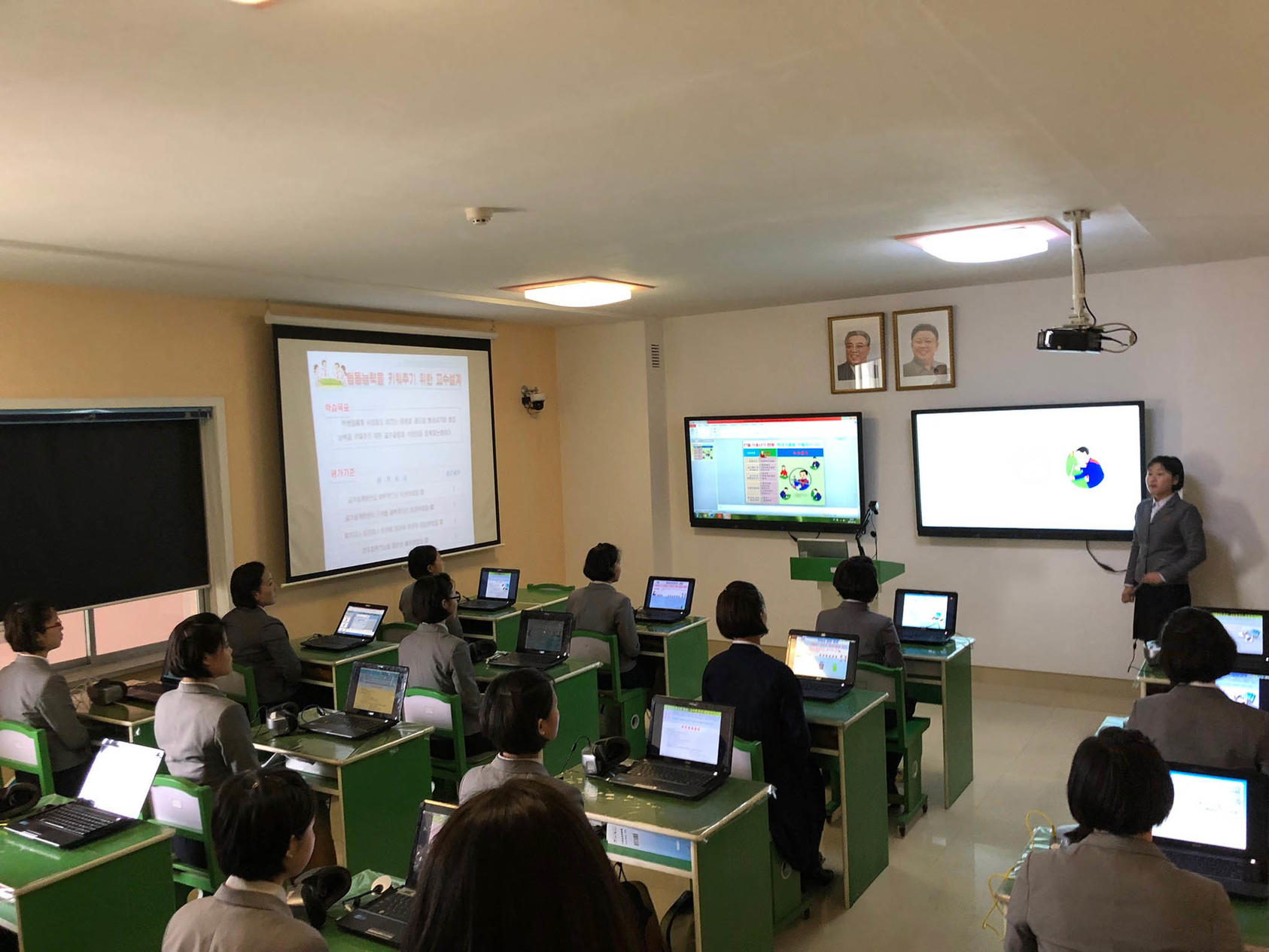 Choson Exchange tours a secondary school, Pyongyang, North Korea, 2019. (Choson Exchange)