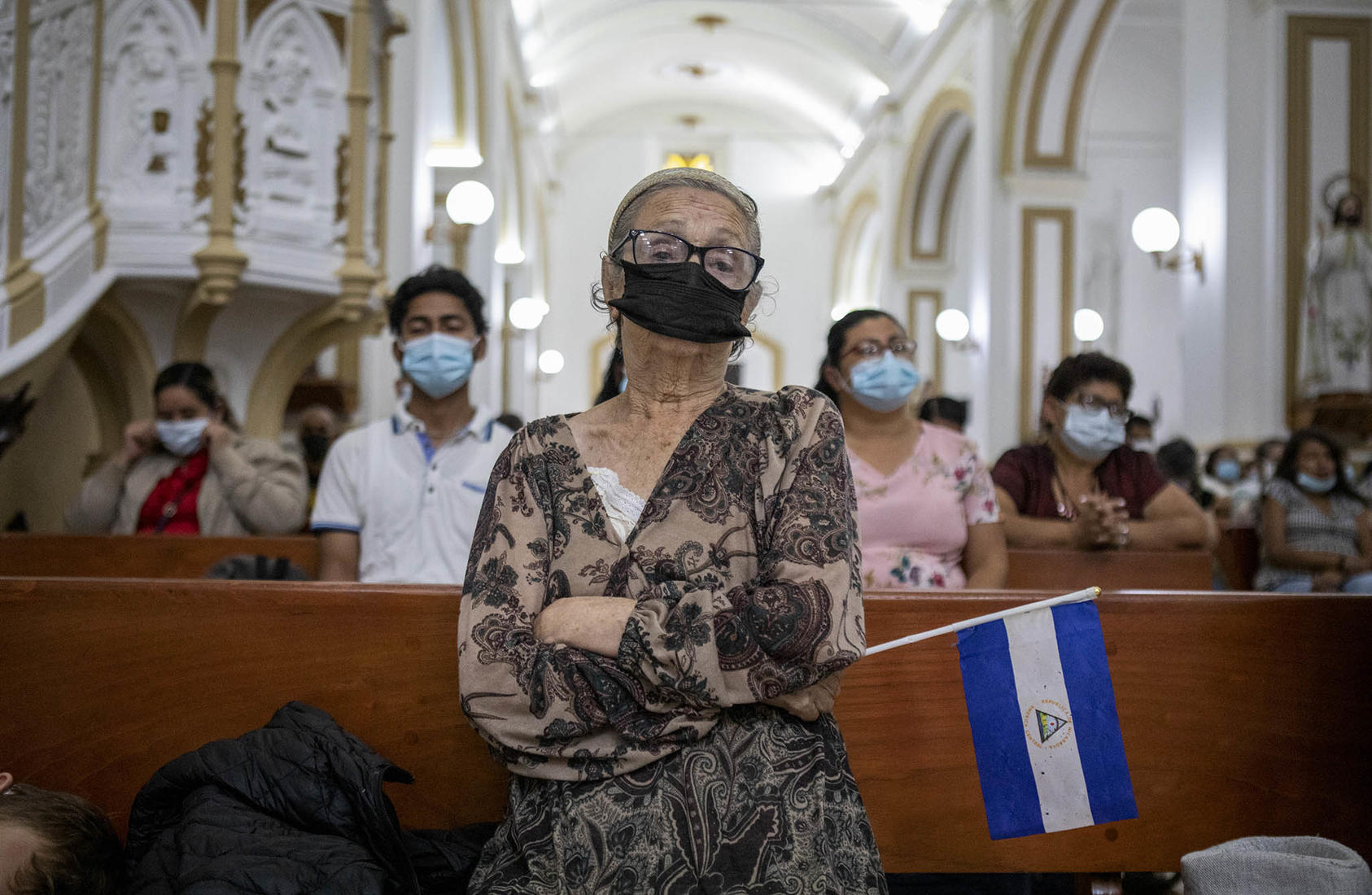 Xiomara Tinoco prays at the Matagalpa Cathedral, in Matagalpa, Nicaragua, Aug. 4, 2022. The arrest of Bishop Rolando Álvarez was the latest move by Nicaragua’s president, Daniel Ortega, against the Roman Catholic Church. (Inti Ocón/The New York Times)