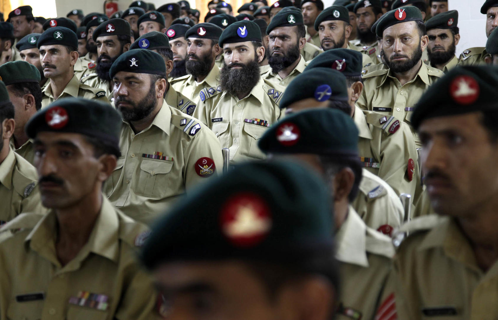 Soldiers of the Pakistani Frontier Corps in Warsak, Pakistan, June 16, 2010. (Kuni Takahashi/The New York Times)
