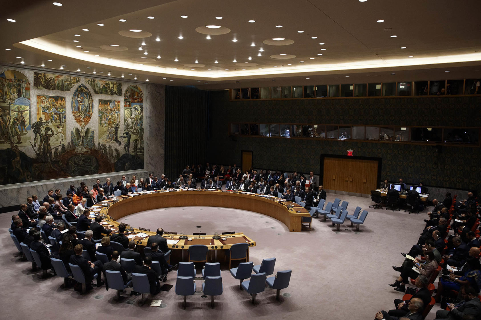 A United Nations Security Council meeting at U.N. headquarters in New York on Wednesday, Sept. 26, 2018. (Tom Brenner/The New York Times)