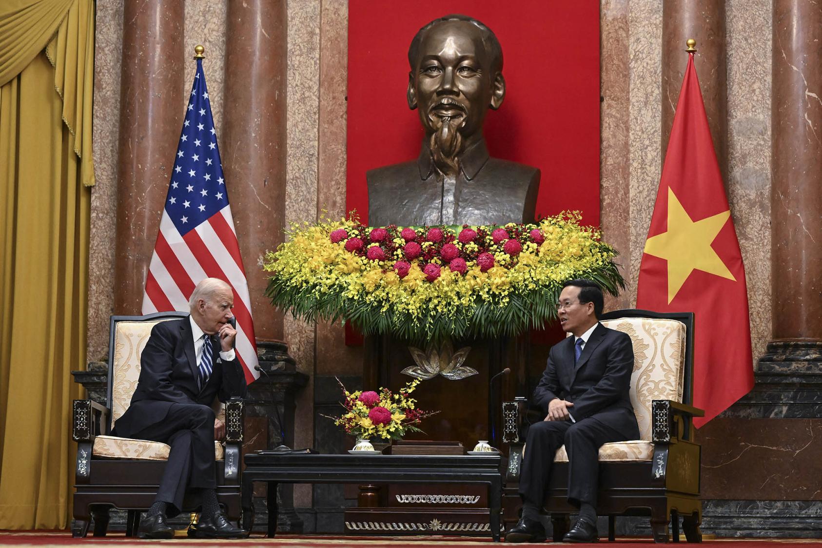President Joe Biden meets with President Vo Van Thuong of Vietnam in Hanoi. September 11, 2023. (Kenny Holston/The New York Times)