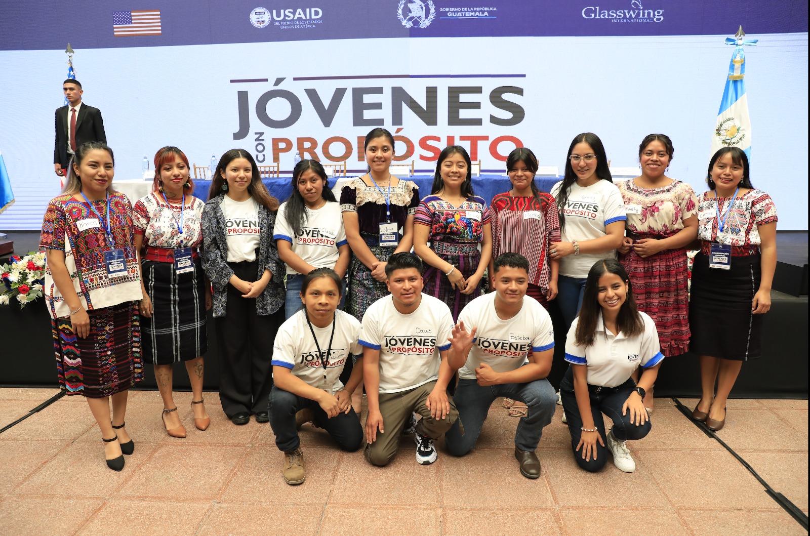 Young members of the Central American Service Corps at the launch of the Guatemalan program on May 29, 2024. (Secretaría de Comunicación Social de la Presidencia de Guatemala.)
