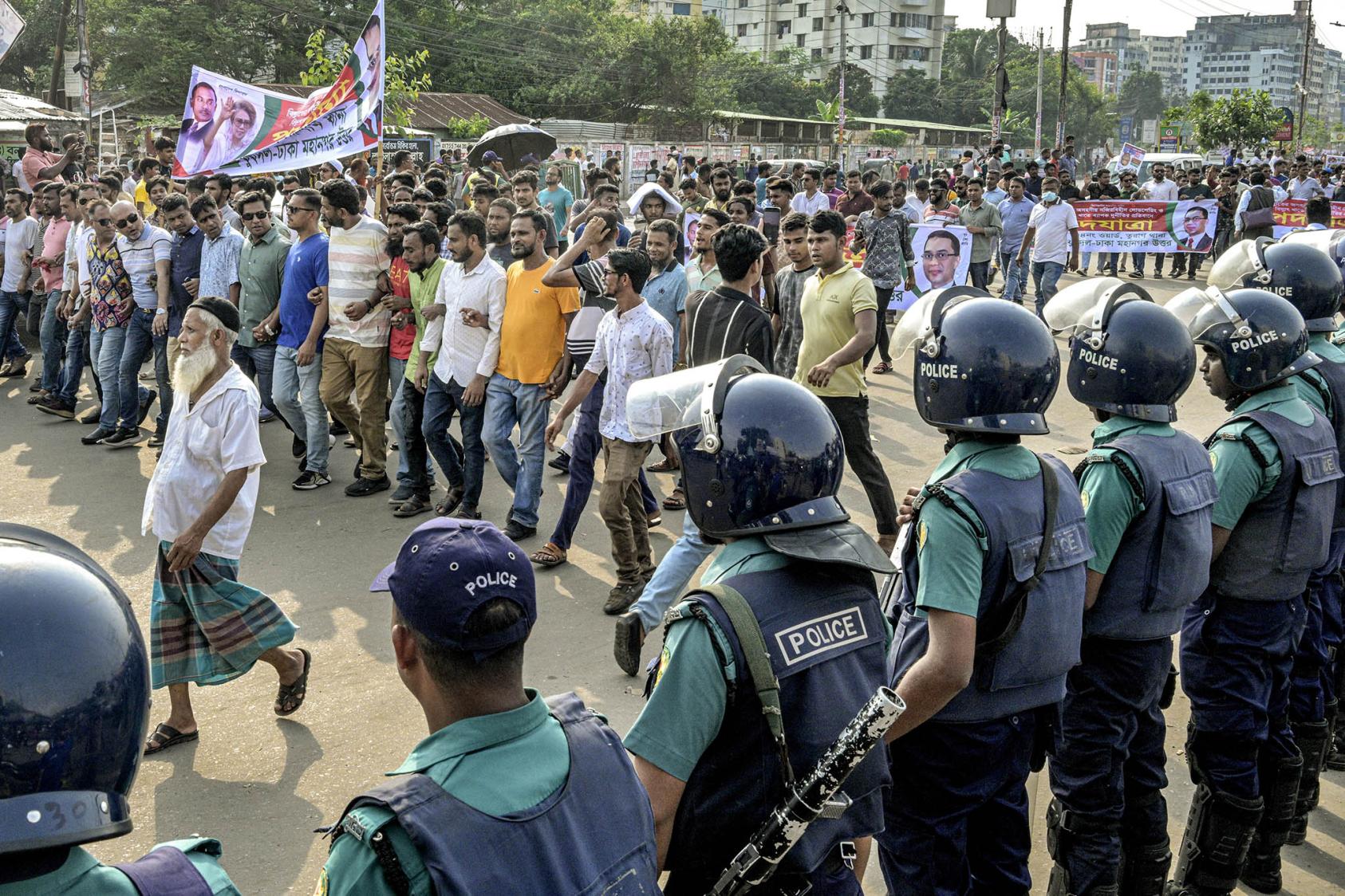 Bangladesh Nationalist Party supporters during a protest rally against the present government, in Dhaka, Bangladesh on June 13, 2023. (Atul Loke/The New York Times)