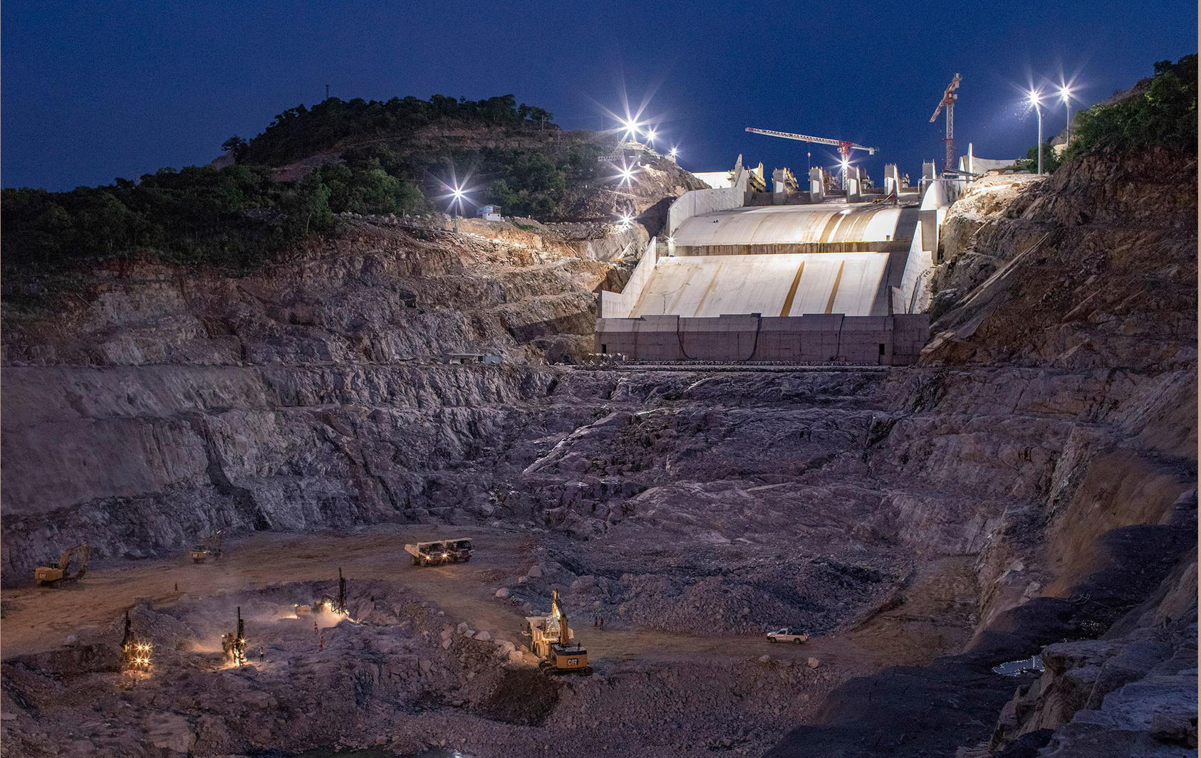 The Grand Ethiopian Renaissance Dam, under construction on the Blue Nile in the Benishangul-Gumuz region of Ethiopia, June 24, 2018.  (Laura Boushnak/The New York Times) 