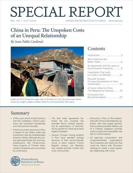 China in Peru: The Unspoken Costs of an Unequal Relationship report cover