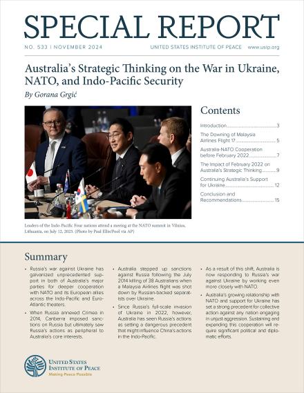 Australia’s Strategic Thinking on the War in Ukraine, NATO, and Indo-Pacific Security report cover