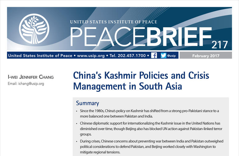 China’s Kashmir Policies and Crisis Management in South Asia