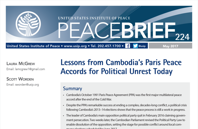 Lessons from Cambodia’s Paris Peace Accords for Political Unrest Today