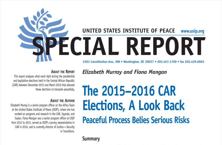 The 2015–2016 Central African Republic Elections, A Look Back