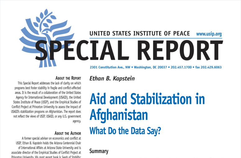 Aid and Stabilization in  Afghanistan