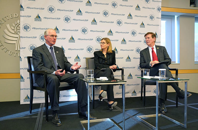 Rep. Francis Rooney (R-FL), Nancy Lindborg, and Rep. Don Beyer (D-VA)