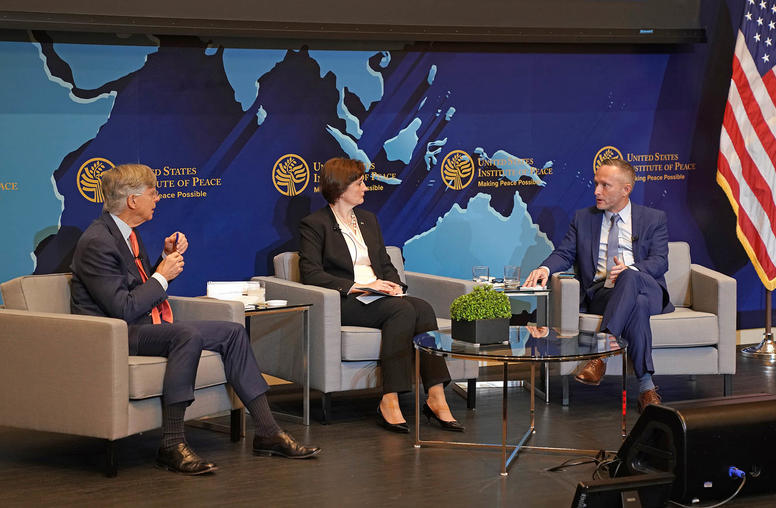 Ambassador William Taylor (left), Kateryna “Katja” Smagliy (center), Peter Erben (right)