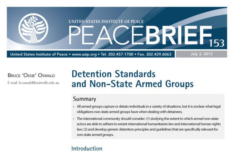 Detention Standards and Non-State Armed Groups