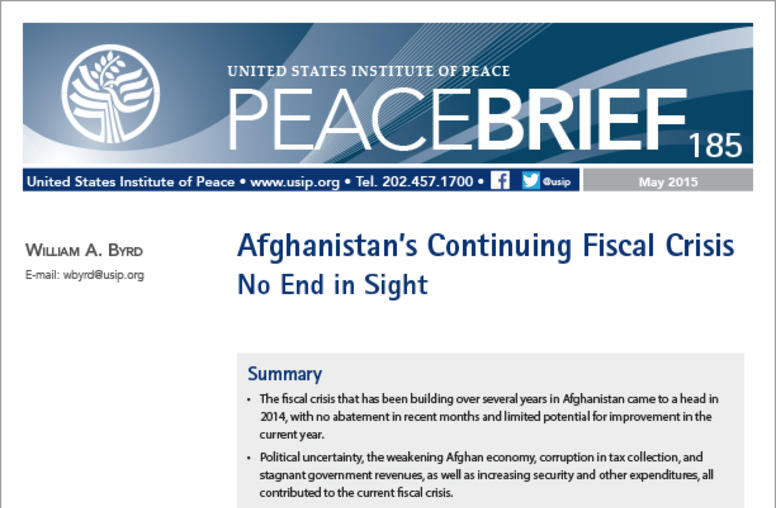 Afghanistan's Continuing Fiscal Crisis: No End In Sight