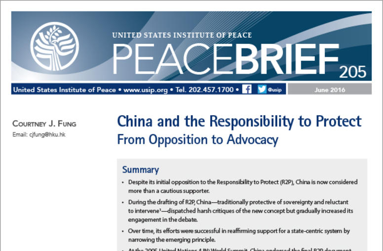 China and the Responsibility to Protect: From Opposition to Advocacy