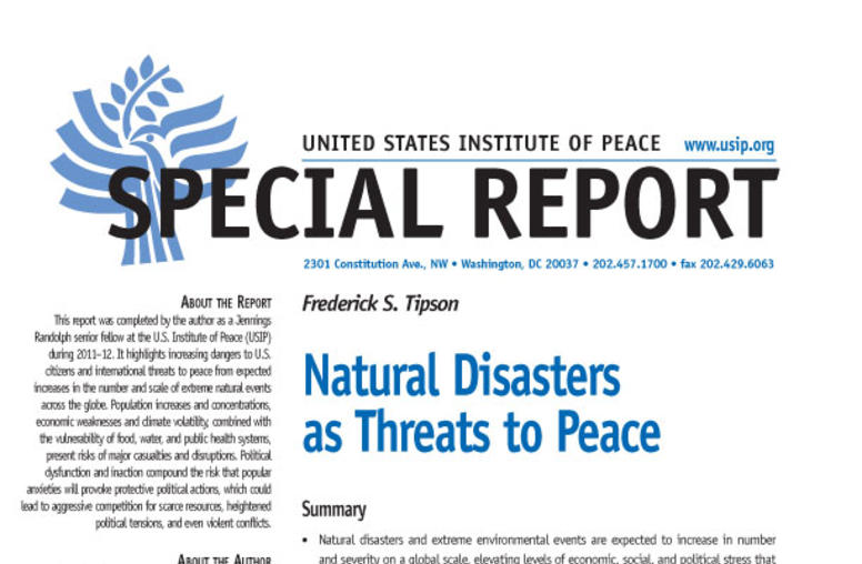 Natural Disasters as Threats to Peace