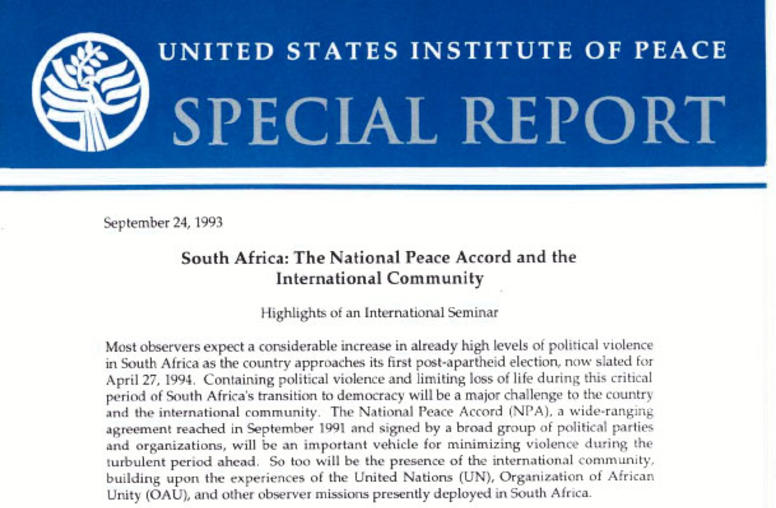 South Africa: The National Peace Accord and the International Community